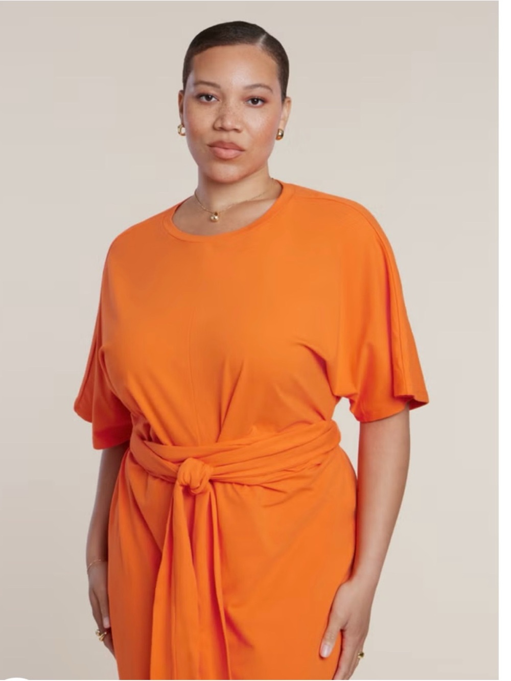ELOQUII Cross Front Flutter Sleeve Sheath Dress Crew Neck Tie Waist Plus 18